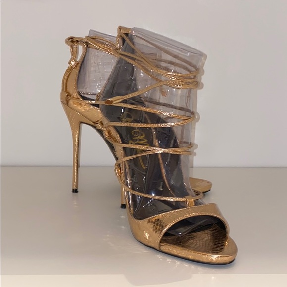 Rose Gold Lacey stiletto heels - Picture 3 of 6